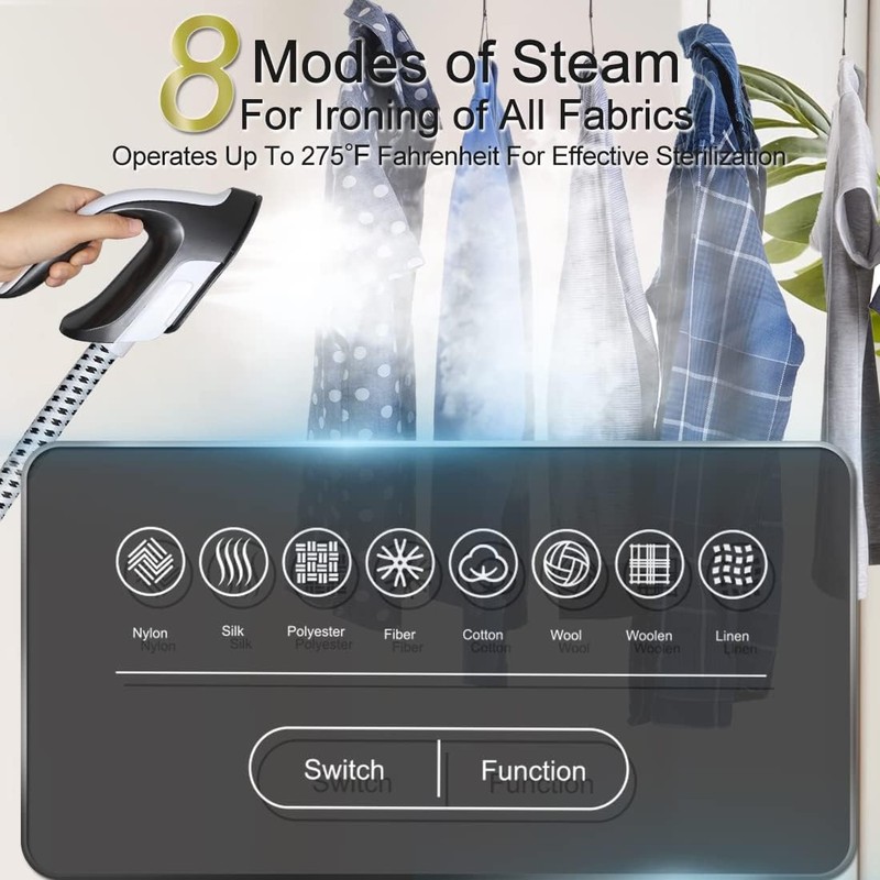 1500W Standing Clothes Steamer with Adjustable Ironing Board, 90 Min