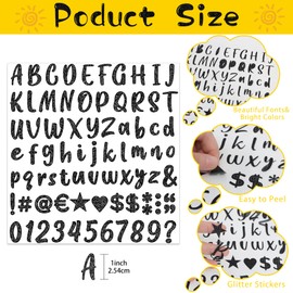 648 Pieces 8 Sheets Letter Stickers Glitter Small Self Adhesive Alphabet Number Vinyl Stick on Letter Stickers for Scrapbooking Mailbox Numbers Crafts Classroom Decor Bulletin Board(Black,1 Inch)