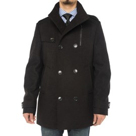 GN Luciano Men's Stylish Topcoat Classic Car Coat Double Breasted Peacoat (40 US - 50 EU, Black)