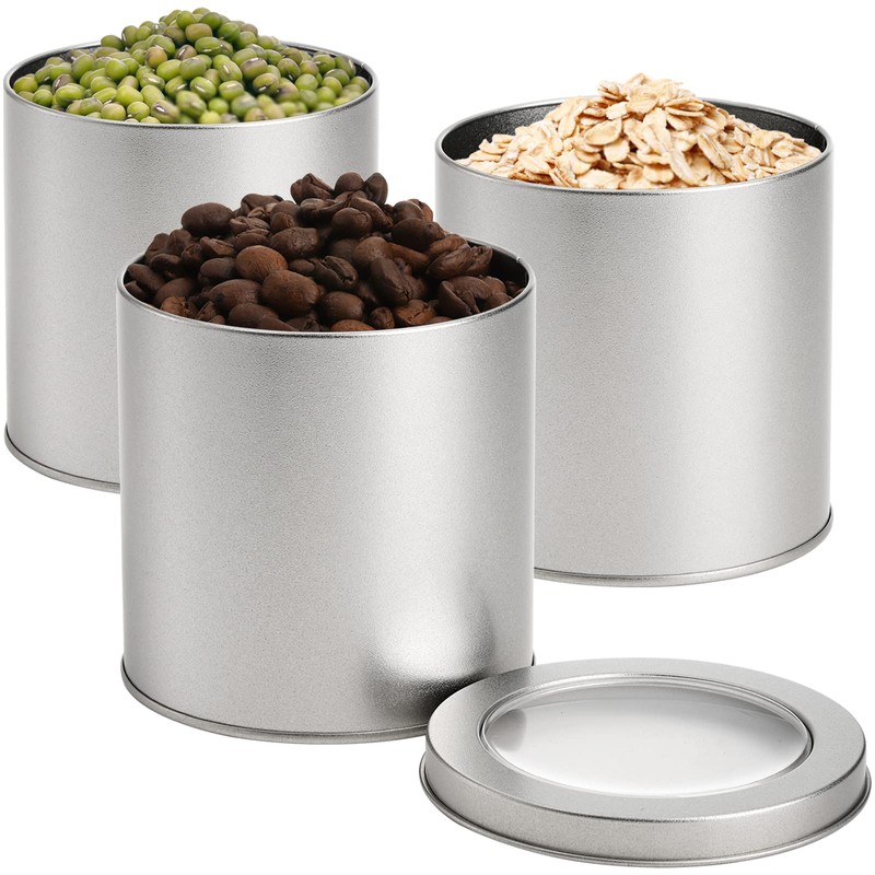 Tosnail 6 Pack Round Metal Tins Canister with Window Top