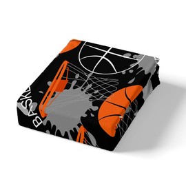Basketball Fitted Sheet for Kids Boys Girls Teens Sport Theme 3D Basketball Star Slam Dunk Bed Sheet Set Skin-Friendly Microfiber Bed Cover Decor 3Pcs Bedding Set with 2 Pillowcase Full