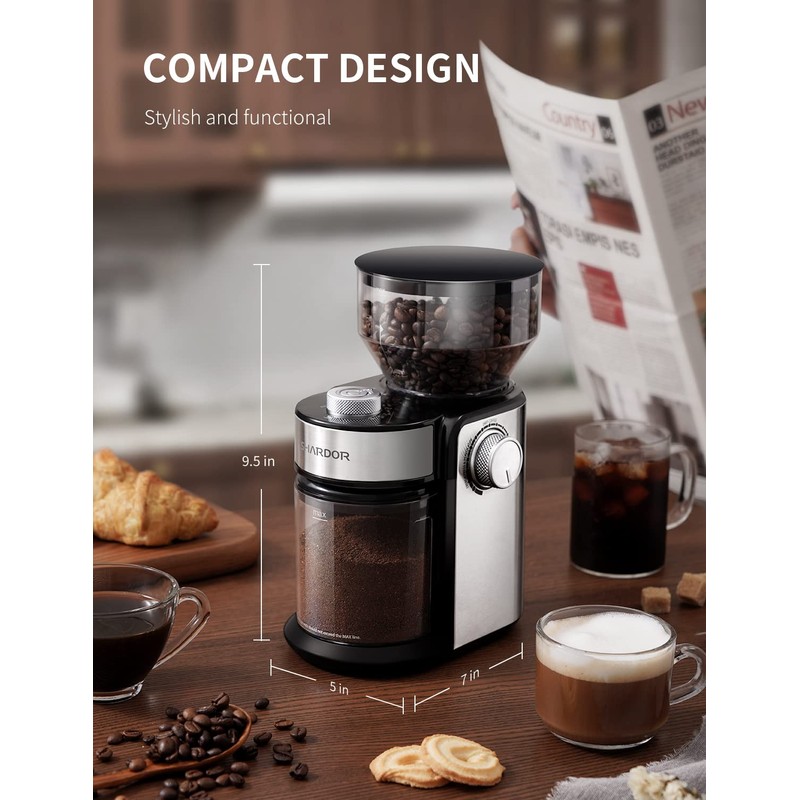 SHARDOR Burr Coffee Bean Grinder Electric, Adjustable Burr Mill with
