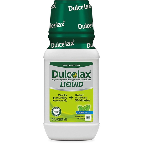 Dulcolax Liquid Natural Laxative, Mint, 12 fl oz (Pack of 2)