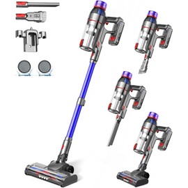 Cordless Stick Vacuum Cleaner for Home: Power Suction Vacuum Tangle-Free Lightweight Design & 2600mAh Detachable Battery Up to 50mins Runtime for Pet Hair Carpet Hardwood Floor