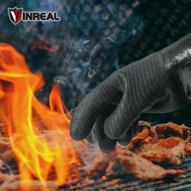 932°F Extreme Heat Resistant BBQ Grill Gloves – Waterproof, Oil Resistant Neoprene Coating, Long Sleeve 14-Inch Cooking Gloves for Grilling, Fryer, Baking, Oven, Smoker, Fireproof Kitchen Mitts