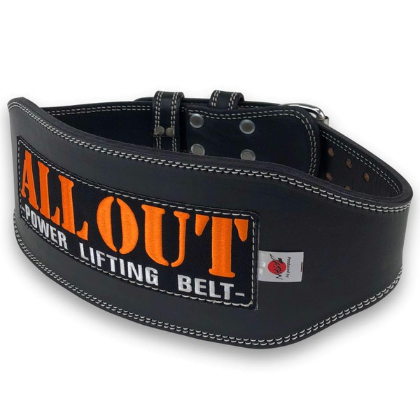 ALLOUT Power Lift Belt, Leather Belt, Lifting Belt, Made of Cowhide, Made with Top Quality Cowhide, Japan's First Landing (S, Black)
