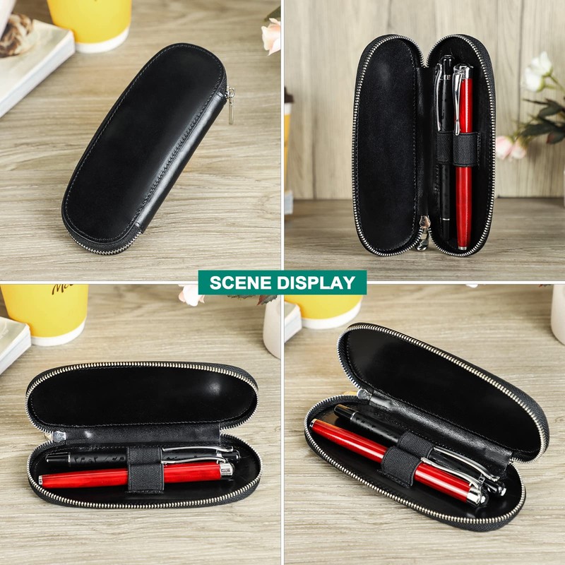 Hiram Leather Pen Case for 2 Pens Vegetable Tanned Leather