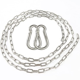 DARENYI 2m Stainless Steel Chain with Carabiners 4mm Metal Hanging Chain Link Heavy Duty Stainless Steel Chain for Dogs Chain, Hanging Planter, Chair, Punching Bags etc