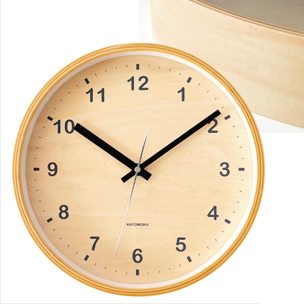 KATOMOKU plywood clock Natural Sweep (Continuous Second Hand) km-34M Diameter 252mm (Radio Watch)