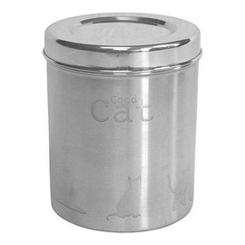 Mountain Woods - A Pet Project Stainless Steel Cat Food Canister, Silver | Steel Container with Lid - 6" x 7.5"