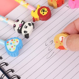 SULOLI Pack of 24 Children's Pencils, Party Bags with Eraser, Multicoloured Cartoon Pencils Set, Animal Design, Party Bags, Gifts for Children, Exams, School, Drawing, Painting