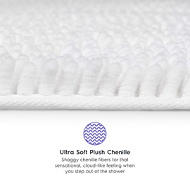 Tafts Ultra Soft Luxury Bathroom Rugs and Mats Sets, Chenille Microfiber, Absorbent Non-Slip Machine Washable Bath Rugs, Bath Mats for Bathroom, Shower Mat & Tub, 21"x47", Cool White