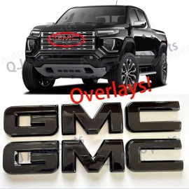 Auto Front & Rear Gloss Black OVERLAY Emblem Badge Fit 2023 2024 2025 GMC Canyon