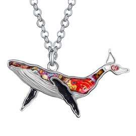 BONSNY Enamel Alloy Floral Ocean Whale Necklace Pendant Gifts for women Jewelry Charms Nature Fish Animals (Black)