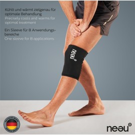 neeu® Portable cooling pack for knees, elbows and joints for hot and cold therapy for the treatment of pain as well as a cold-warm cooling pad gel for regeneration