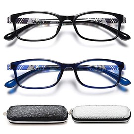 EYEURL Reading Glasses for Men and Women - 2 Pack Flexible TR90 Frame Lightweight +1.75 Colorful Eyeglass