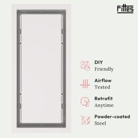 Fittes Framed Wall Vent Cover 6x14 Inch, DIY AC & Heat HVAC Wall and Ceiling Cover, Airflow Dampers, Luxe, Steel, Satin White