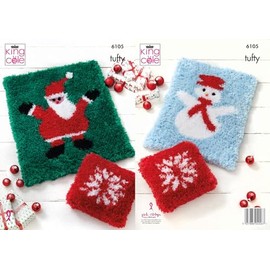 King Cole Tufty Knit Pattern Christmas Accessories – Blankets & Cushion Cover (6105)