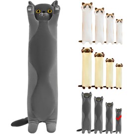 Mikytoper Cute Cat Plush Pillow - Long Cat Plush Stuffed Animals Plushie Pillow Soft Cat Pillow Plush for Kids Adult Kawaii Gift for Birthday Christmas Children's Day(grey, 50cm)
