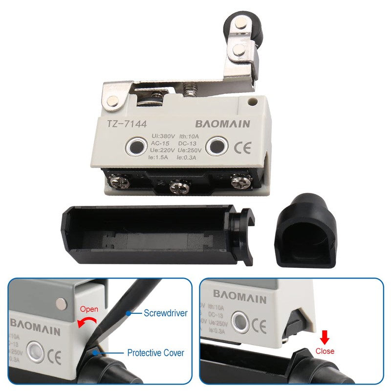 BAOMAIN Limit Switch TZ-7144 One-Way Action Short Hinge Roller Lever,
