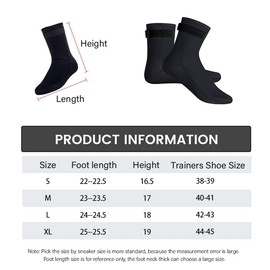 AIMALL 3mm Neoprene Diving Surfing Swim Wetsuit Snorkeling Boots Watersport Socks, Adjustable Ankle Straps, Sizes S-XL
