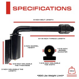 Sidco Supply 3/4" Inch J-Bolt Gate Hinge – 8.5” Inch Length - Adjustable Gate Hinges – Ball Bearing Gate Hinge – Heavy Duty – Weldable Hinge - Heavy Duty Hinges for Gates – Weld Hinge – Gate Hinges