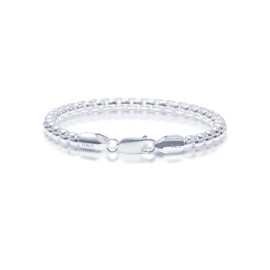 ASDULL 925 Sterling Silver Box Bracelets 5mm Silver Bracelets for Women Round Box Chain Bracelet for men 8.5 Inches