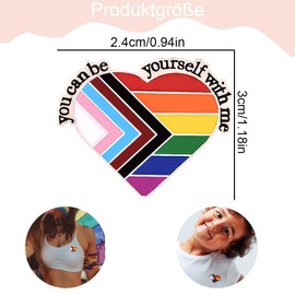 TISCH Pack of 2 Pride Pin Gay Pride Inspirational Quotes Rainbow Heart Badge (Rainbow), A