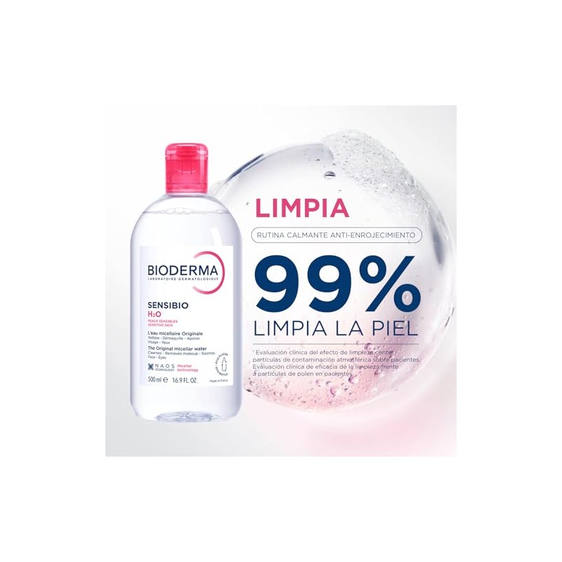 BIODERMA, Limpieza para Piel Sensible, Sensibio H2O 250 + 500ML,