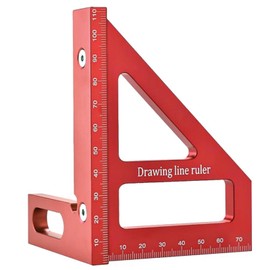 square protractor,Multi Angle Measuring Ruler, Aluminum Alloy Woodworking Square Protractor, Miter Triangle Ruler High Precision Layout Measuring Tool Layout Scriber for Engineer (Red)(SIZE:1)