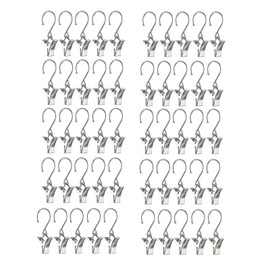 dophee 50Pcs Curtain Rod Hook Clips, Decorative Curtain Ring Clamp Tool for Hanging Curtains Photos Displaying Photographs Kids Art Projects, 4.5cm/1.77in
