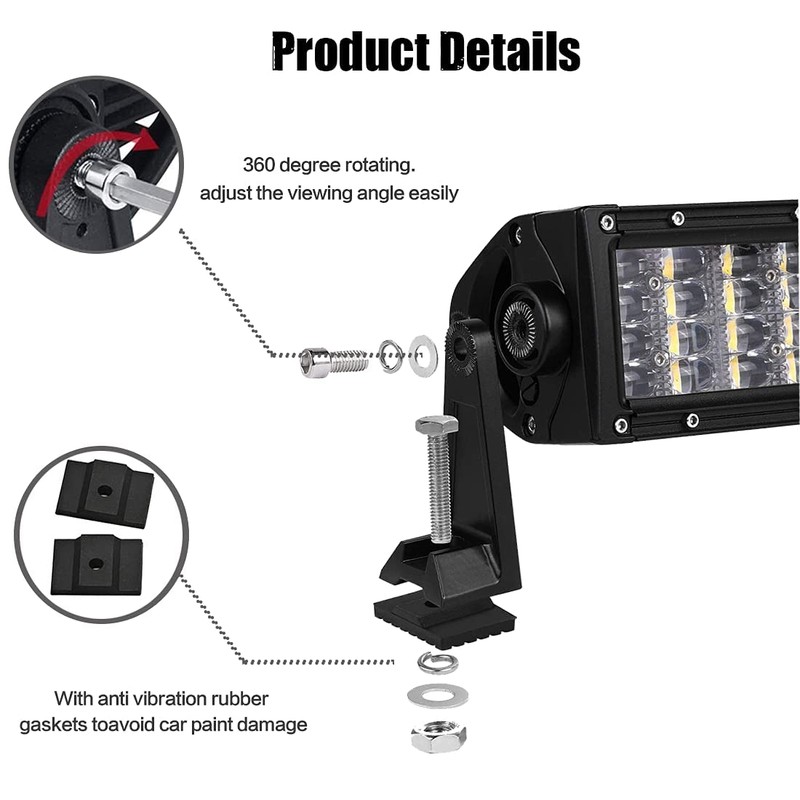 LEDKITO LED Light Bar Side Mounting Bracket Base Mounting Universal
