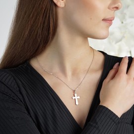 Materia Kreuz Anhänger Silber 925 - Damen Herren Kette mattiert KA-165_K97-40cm