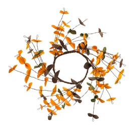 Vivastate Set of 12, 8" Fall Leaves Wreath, Rustic Botanicals Decor for Harvest Festival & Thanksgiving Table Decoration, Orange Multi