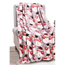 FAITH, HOPE, LOVE HOME DÉCOR Santa's Little Helper Collection Festive and Cuddly Holiday Microplush Throw Blanket (50" X 60") - Winter Snowman
