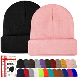 lucdnc Beanies for Men Women 2 Pack Fall Winter Men's Hats Unisex Warm Knit Skullies Beanies Soft Ski Caps