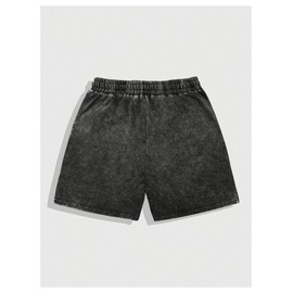 GORGLITTER Men's Graphic Shorts Y2k Vintage Straight Leg Streetwear Denim Shorts Multi Black Letter Medium