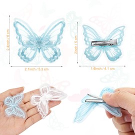 HIFOT 18 x butterfly hair clips for women and girls, flower hair clips, colourful hair clips, children's hair clips, hair pins, wedding crocodile clips, hair clips (white, purple, blue, pink)