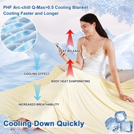 PHF Reversible Cooling Blanket Twin Size,Ultra Soft Arc-Chill Q-Max>0.4 Summer Throw for Hot Sleepers,Breathable Lightweight Portable Silky Durable Single Layer Home Office Travel Car,Alabaster Gleam