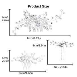 4 Pieces Bridal Hair Comb with Crystal Beads and Rhinestone Hair Pins Side Hair Comb for Bride Wedding Hair Accessories for Women Bridesmaids