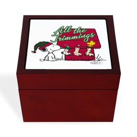 CafePress Snoopy: All The Trimmings Memory Keepsake Jewelry Box, 5"x5"x3.75"