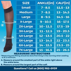 ABSOLUTE SUPPORT Made in USA - Sheer Graduated Support Opaque Compression Knee High Socks for Women Varicose Veins 8-15mmHg | For Sport, Athletic, Travel, Flight - Black, Medium, A107BL2