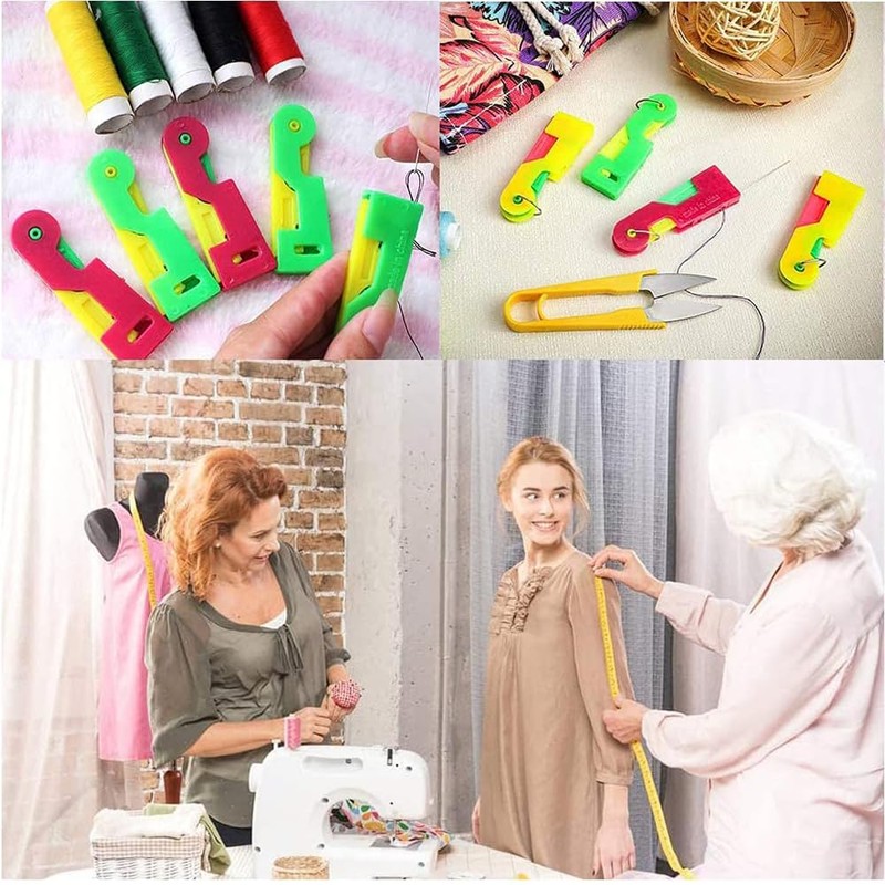 Automatic Needle Threader for Hand Sewing, Embroidery, Cross Stitch, Plastic,