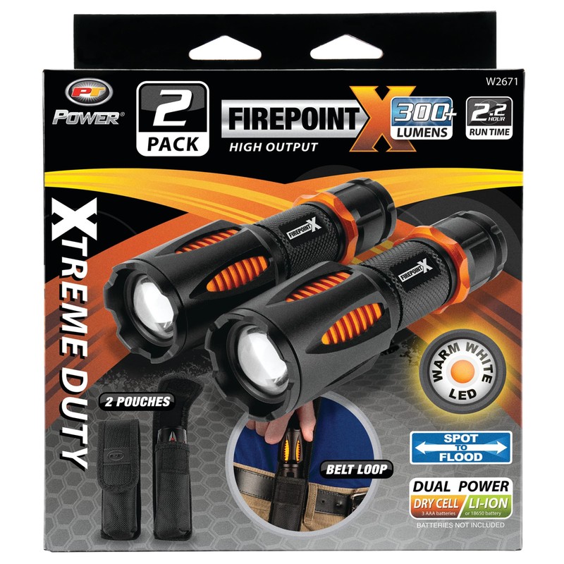 Performance Tool W2671 2Pk Fpx Flashlights W/ Pouch, Adjustable Duofocus