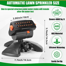 Reallnaive 3 Pcs Adjustable Oscillating Sprinkler 4 Way ABS Lawn Sprinkler Covers 4000 Sq. ft 16 Nozzle with Quick Connect for Garden Large Area Watering (Weighted Base)