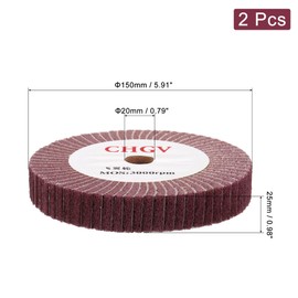 sourcing map 2pcs 150mm x 25mm 320 Grit Non-Woven Polishing Burnishing Wheel Abrasive Cloth Nylon Wire Drawing Flap Wheel for Stainless Steel Metal Red
