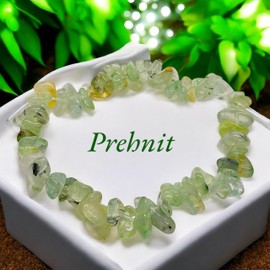 Steinfixx Gemstone Chip Bracelet 18 cm Made of Prehnite – The Protective Stone – India – Handmade – Elastic – Highest Quality – in Organza Bag, One size, Prehnite, Prehnite