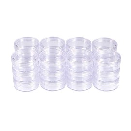BENECREAT 24 Piece Set, 0.7 fl oz (20 ml), Round Case, Beads, Cosmetics, Nail Parts Storage Box, Refill Container, Small Storage Box, Clear