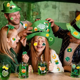 600 Pcs St. Patrick's Day Stickers, Lucky Shamrock Sticker, Beer Gold Coin Rainbow Gold Stickers for Kids School Party Decorations Party Supplies, 24 Sheets