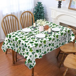 Siilues St Patricks Day Tablecloth, St Patricks Day Decorations for Home Lucky Shamrock Decor Green Seasonal Spring Scallop Edge Table Cloth (120'' x 60'' Rectangle)